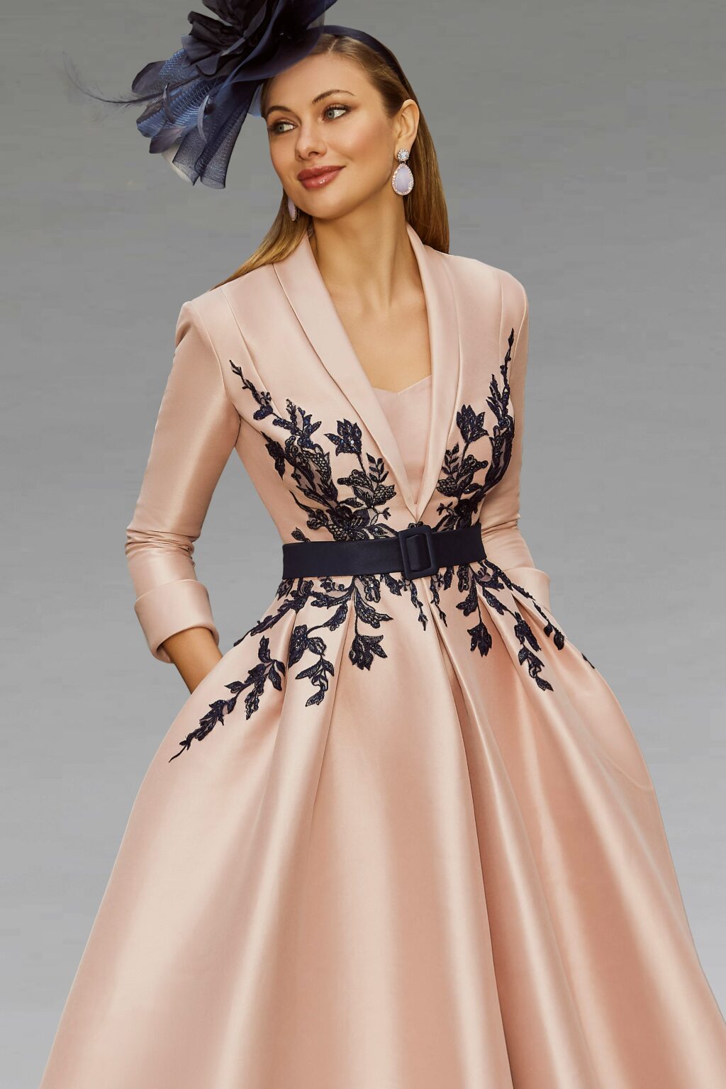 A-line Dress With Blazer Bodice And Belt Detail . 992541