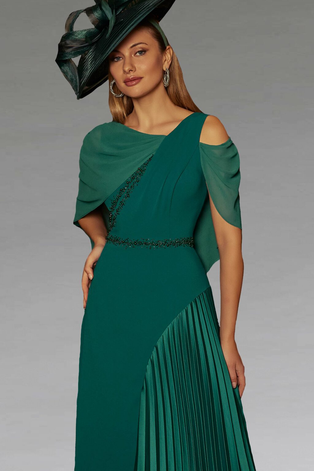 Midi Dress With Draped Cape Sleeves. 992566 (992422).