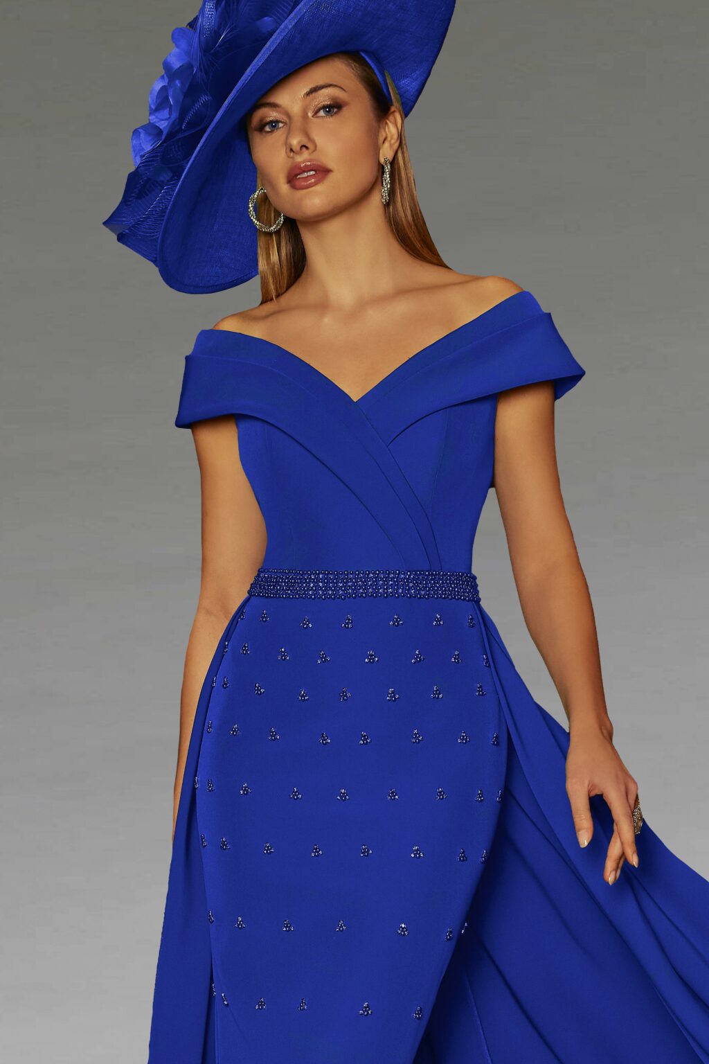 Mid Length Dress With Beaded Skirt & Overskirt. 992571