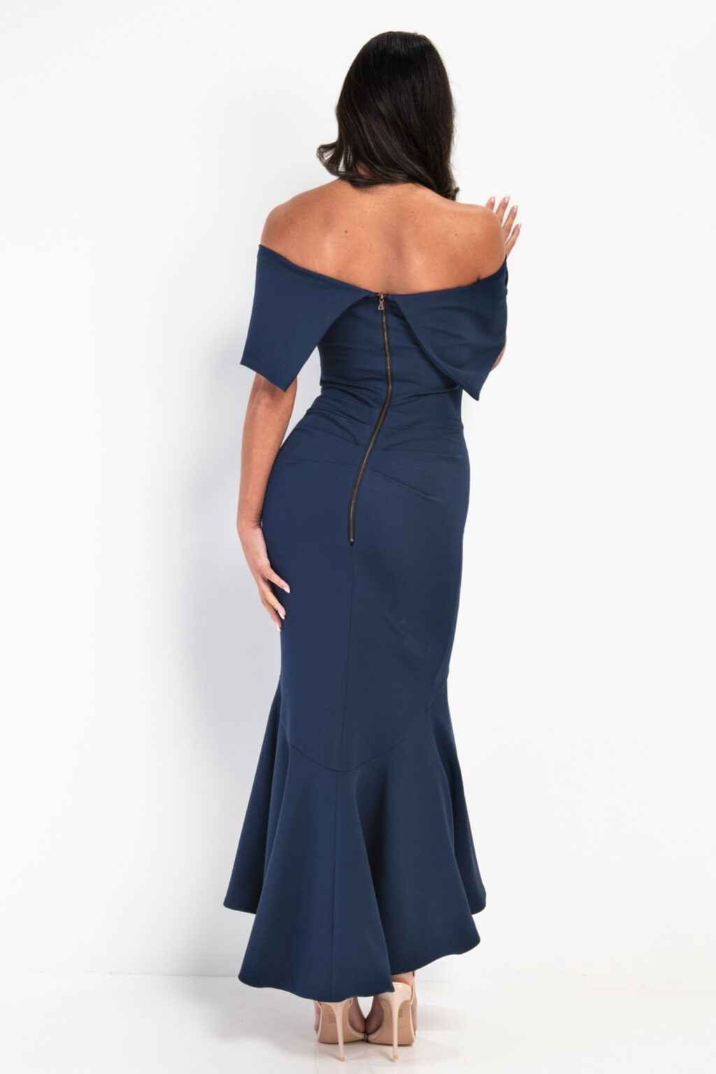 Mid Length Dress With Fishtail Hemline. Arabella Rosette Flare - Image 3