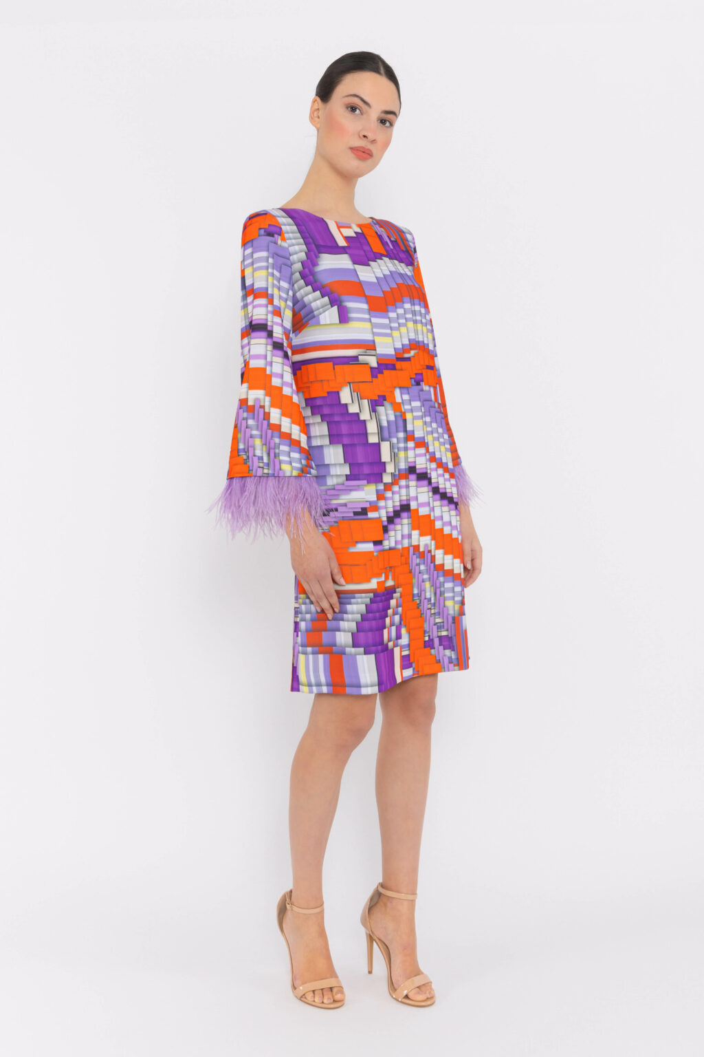 Short Tunic Style Dress With Feather Trim. 52095 - Image 2