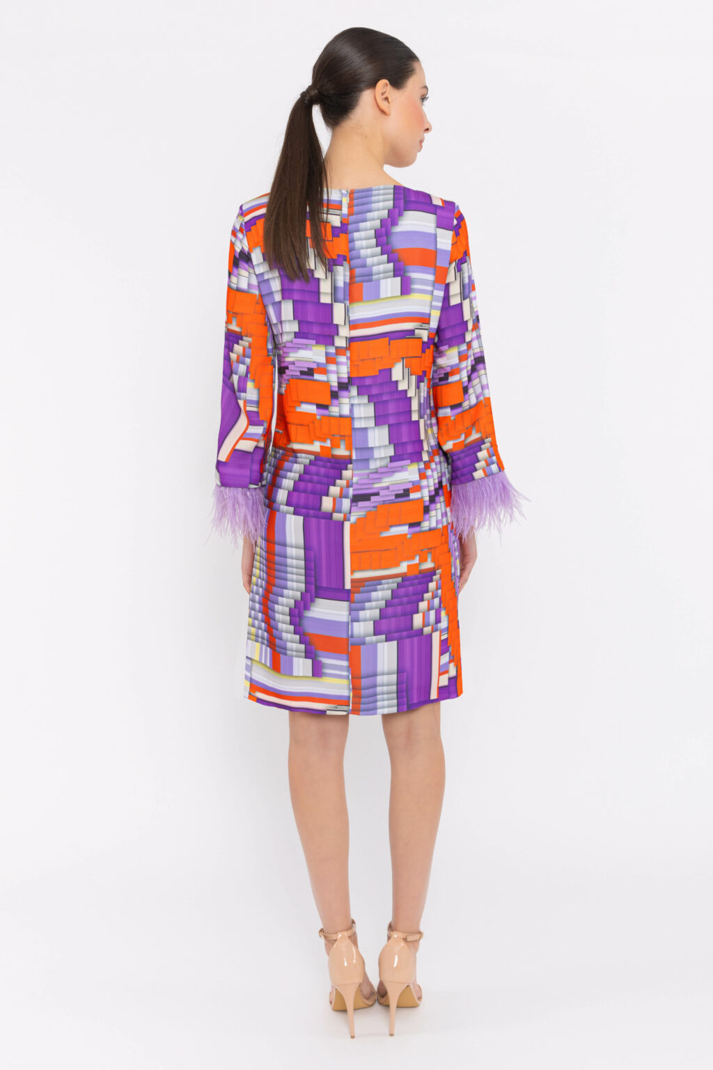 Short Tunic Style Dress With Feather Trim. 52095 - Image 3