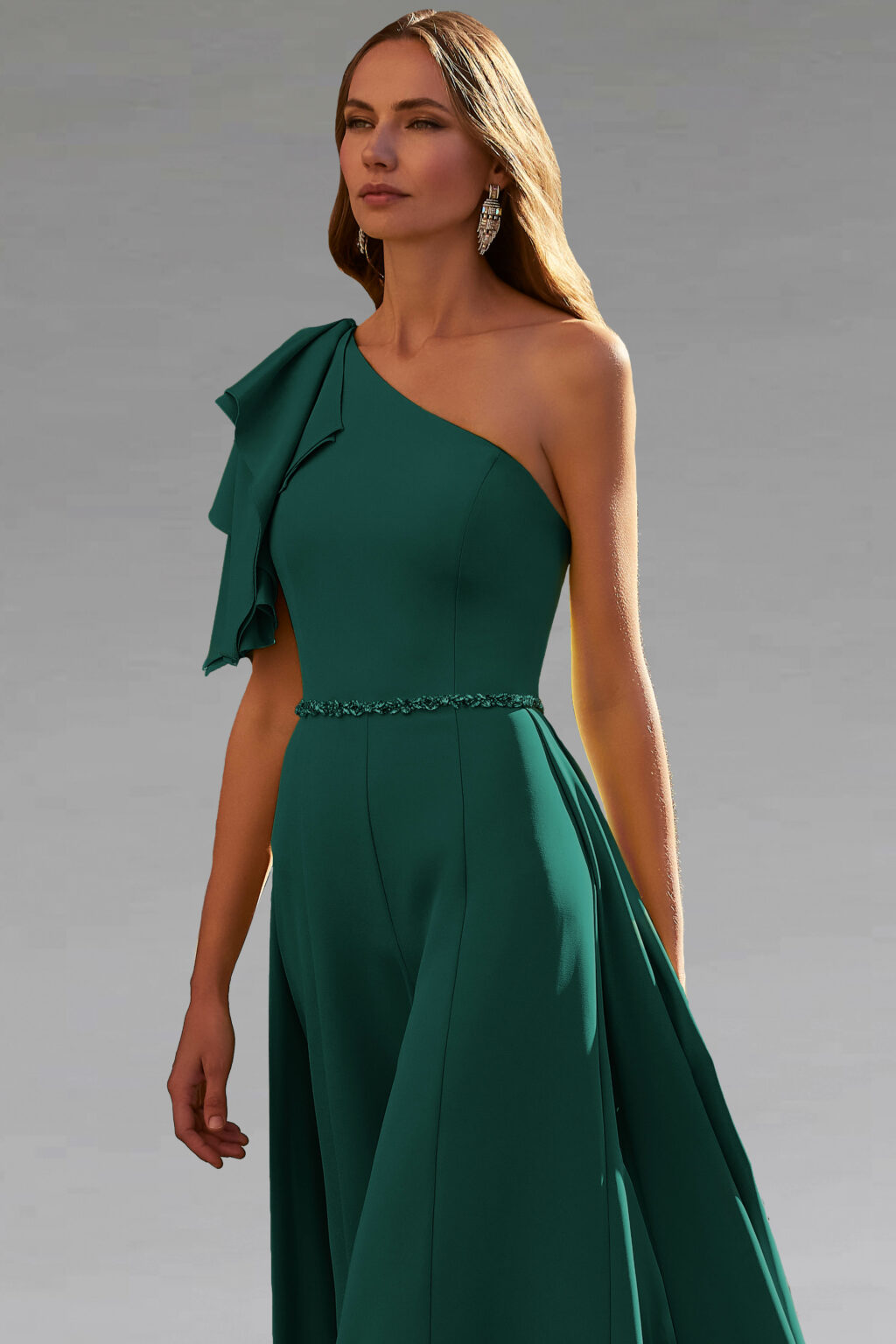 One Shoulder Jumpsuit With Overskirt. 992552