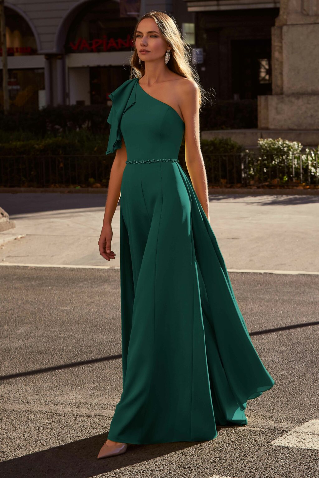 One Shoulder Jumpsuit With Overskirt. 992552 - Image 2
