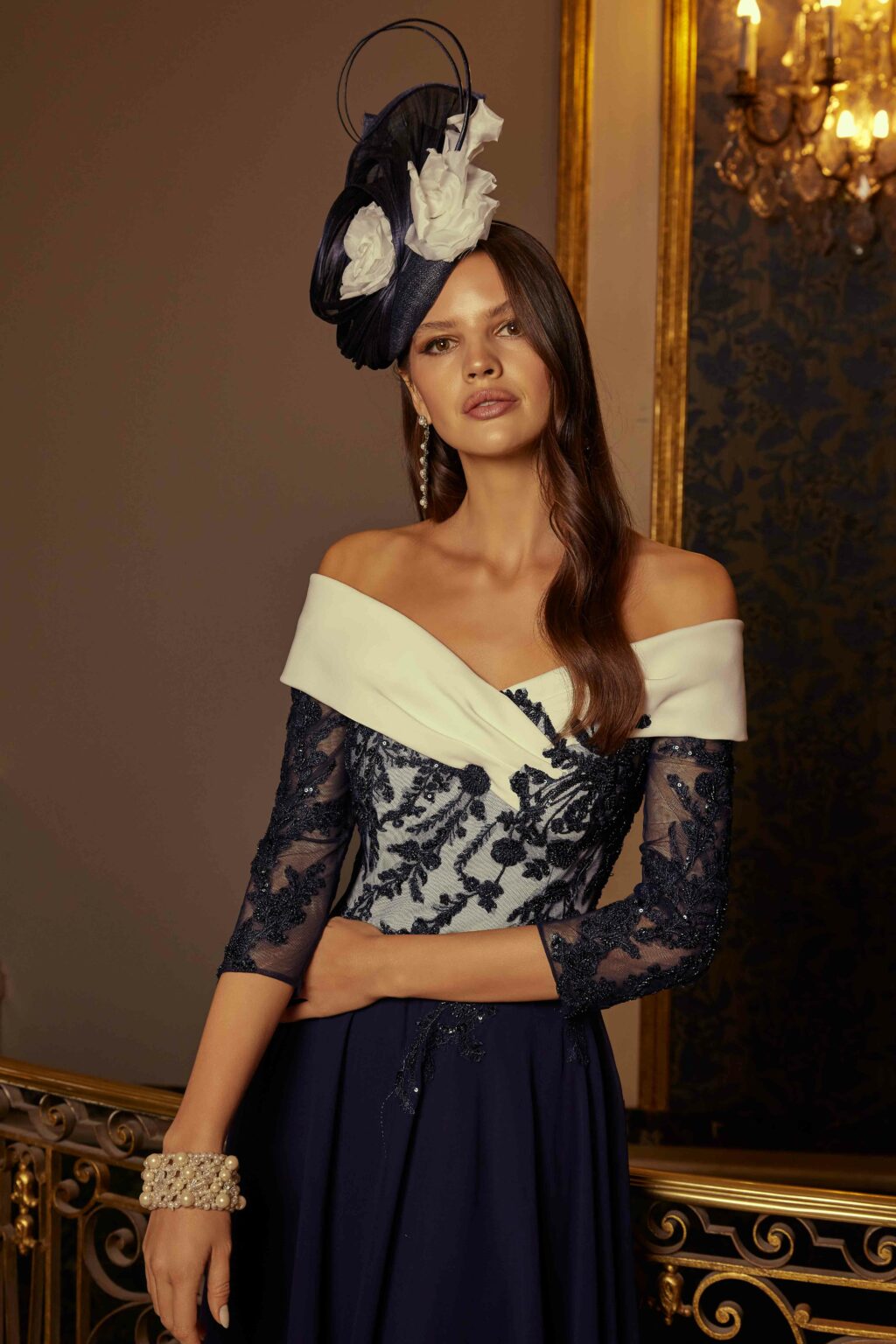 Mid Length Dress With Lace Bodice. 992569B - Image 2