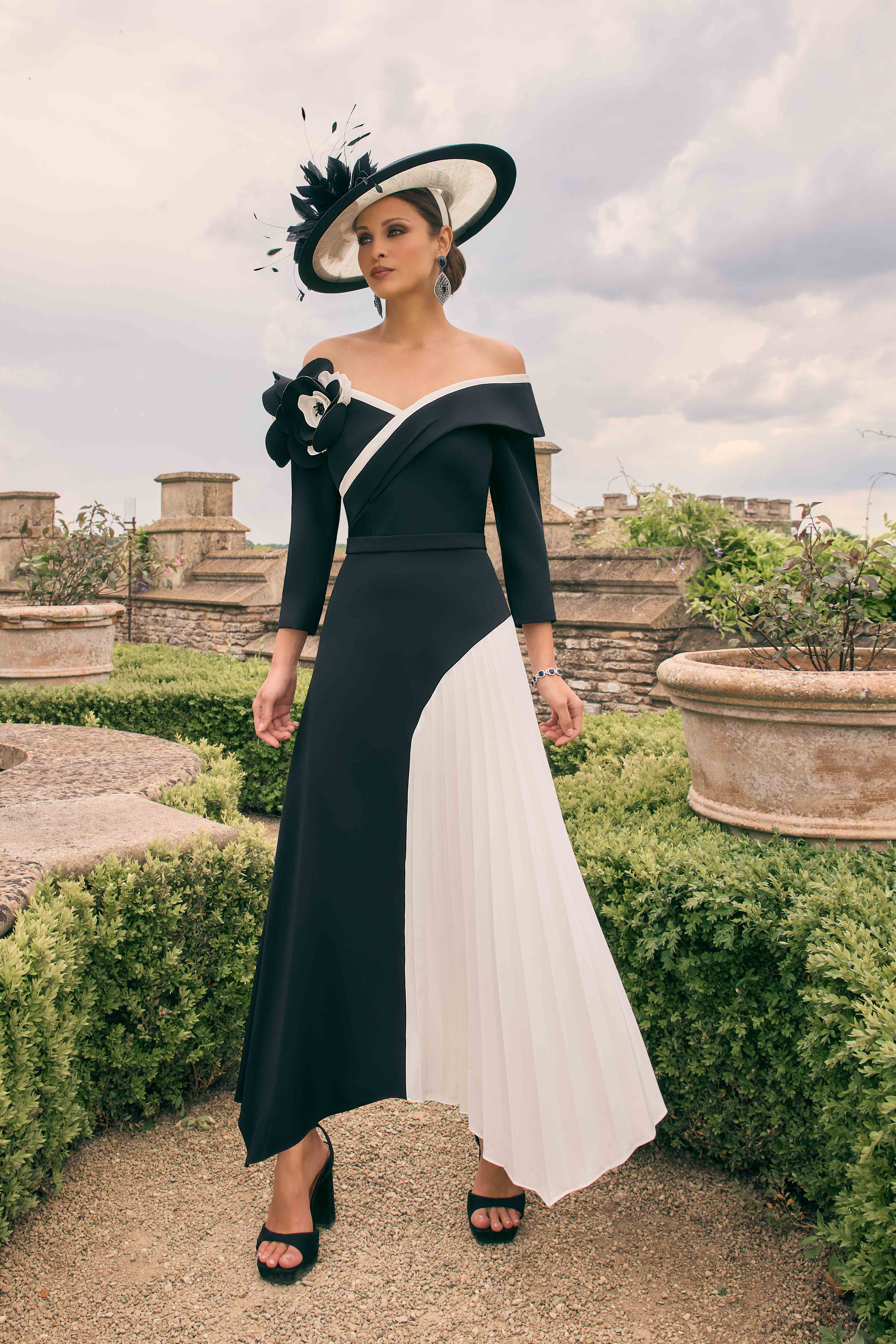 Mid Length A-Line Dress With Bardot Neckline. 992784 - Catherines of Partick Mid Length A-Line Dress With Bardot Neckline. 992784 - Catherines of Partick