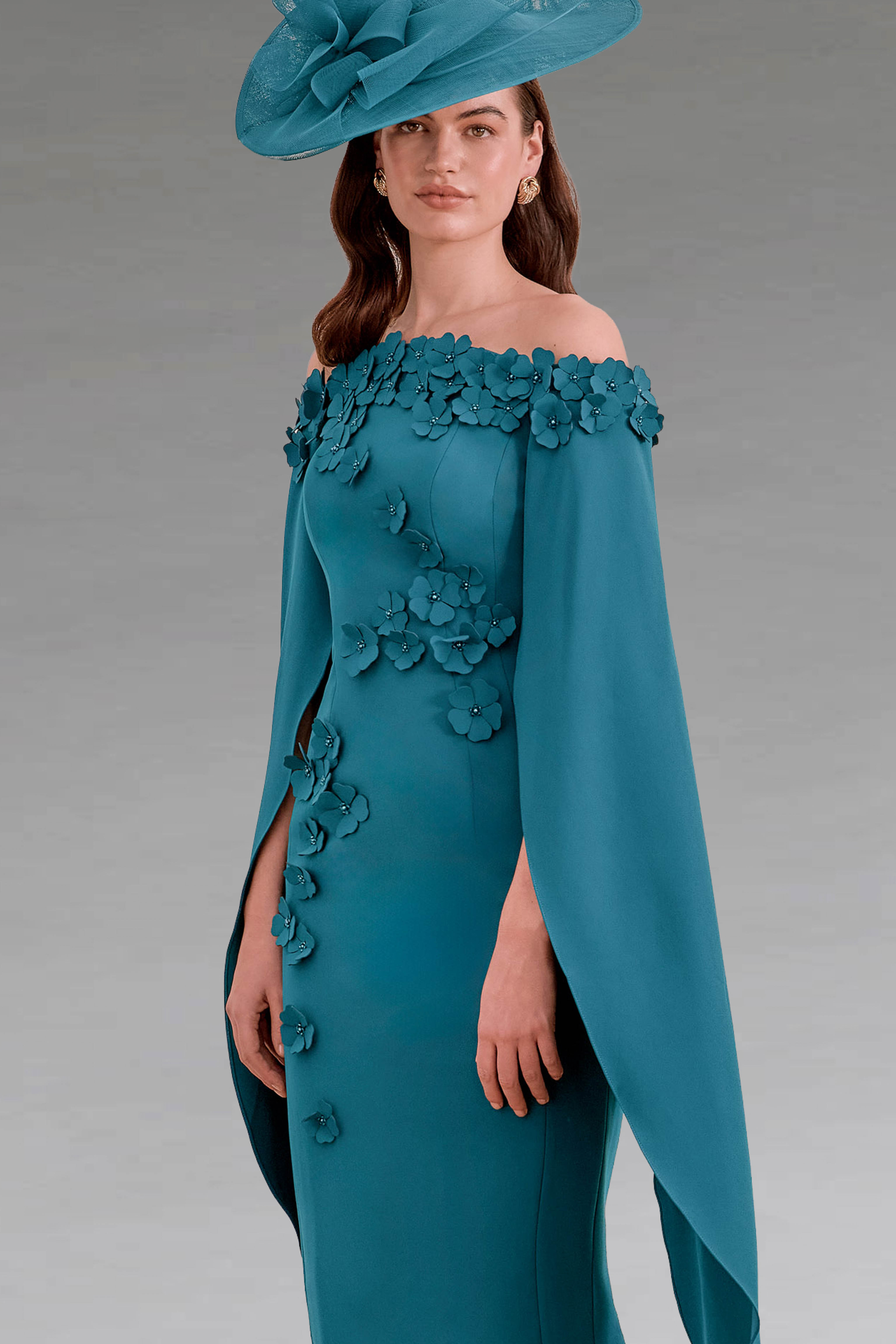cotton fitted maxi dress Fitted Bordeaux Midi Dress with Crossed Bardot Neckline main image 0